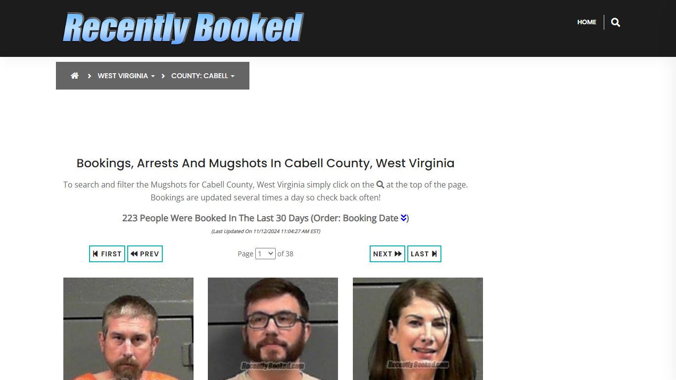 Bookings, Arrests and Mugshots in Cabell County, West Virginia